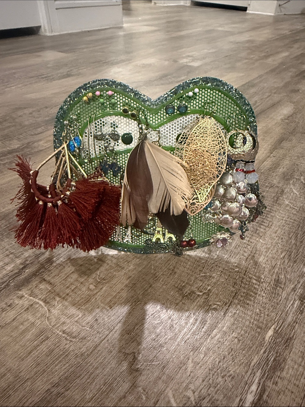 Frog Decorative Earring Organizer with various earrings (all cleaned)